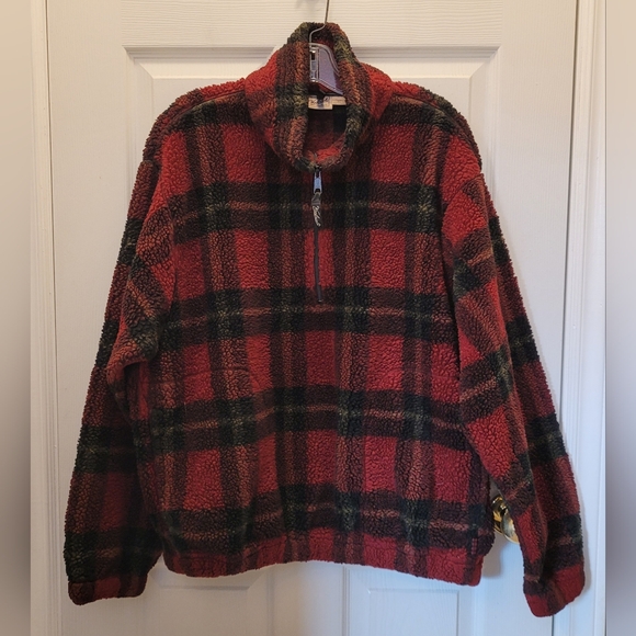 Woolrich Other - WOOLRICH VINTAGE 1/2 HALF ZIP SHERPA PULLOVER PLAID POCKETS MEN'S XL